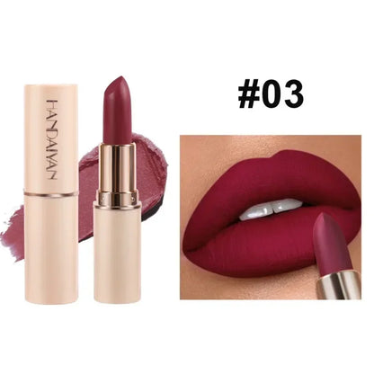 Deep Red Matte Lipstick – 8 Colors, Waterproof, Non-Stick Cup, Velvet Finish for Easy Application - Beauty & Beyond