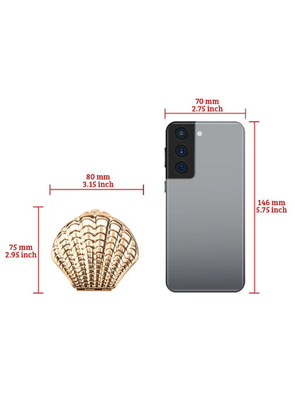 1PC Golden Shell Double-Sided Makeup Mirror - Portable, Gift for Girlfriend, Mum, Sister, Teacher - Beauty & Beyond