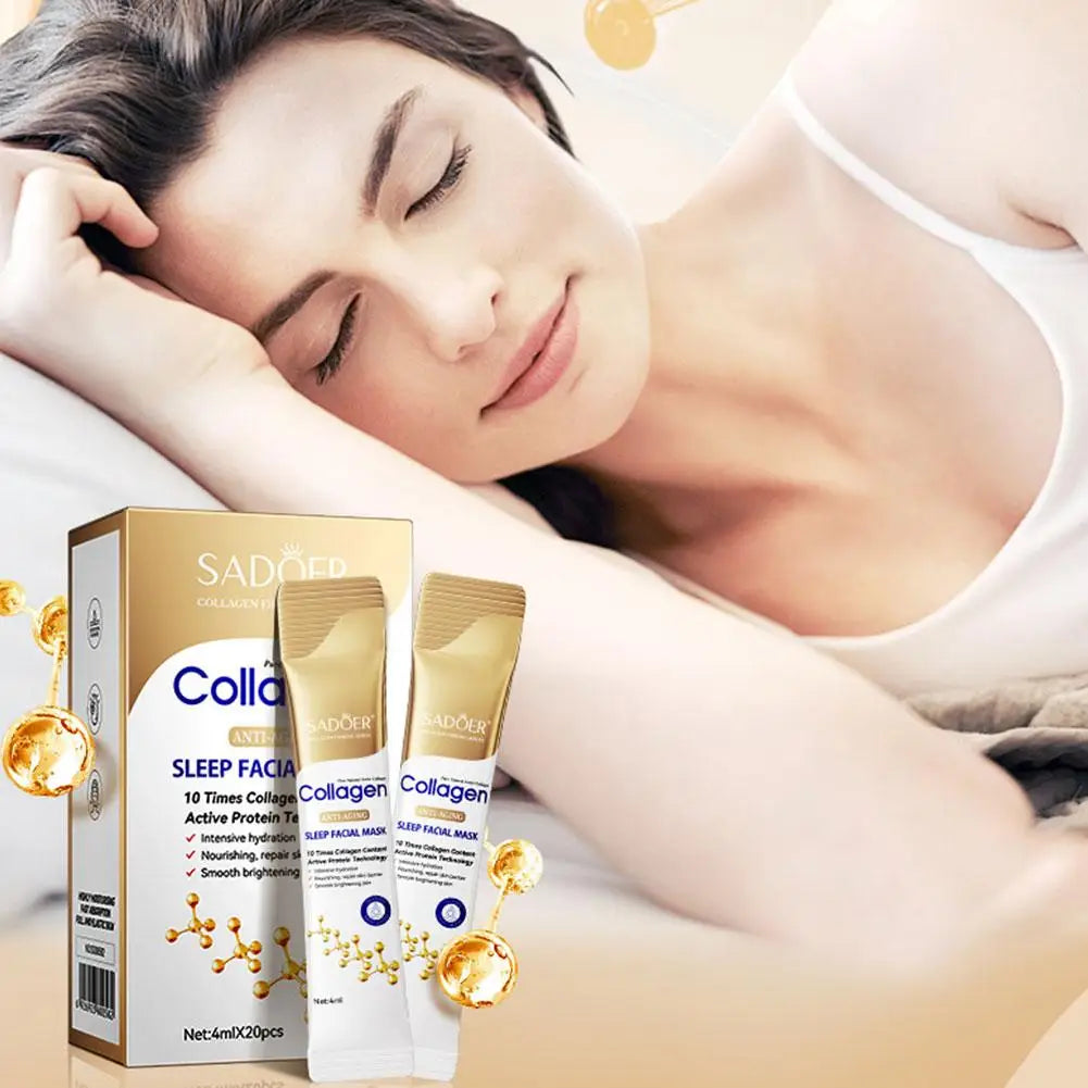 Sleep Facial Mask - 20 Collagen Bags, Hydrating, Oil Control, Skin Clarifying - Beauty & Beyond