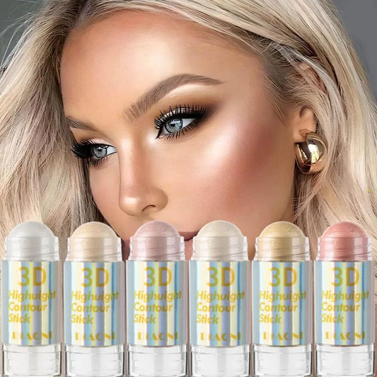 6-Color 3D Face Brightening Highlighter Stick – Bronzer, Contour & Shimmer for Sculpted Makeup - Beauty & Beyond