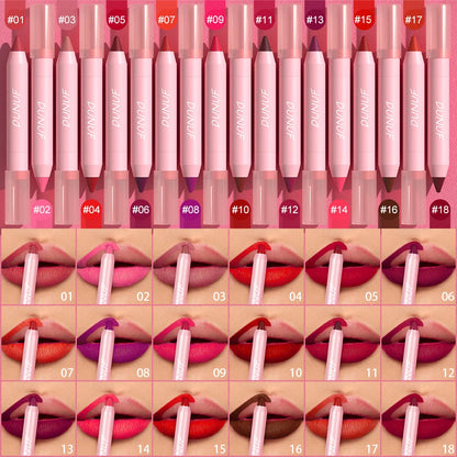18-Color Lipstick Pencil Set – Waterproof Matte Tint & Lip Contour | Long-Lasting, Non-Stick Lipliner Pens