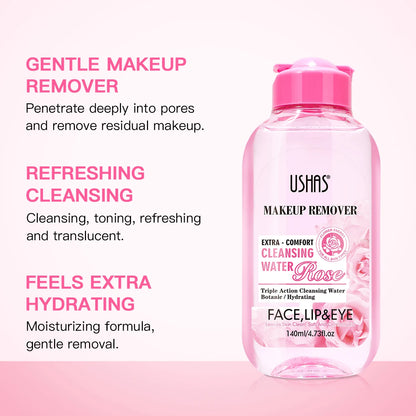 USHAS Makeup Remover Water – Gentle & Moisturizing Facial Cleanser for Sensitive Skin - Beauty & Beyond