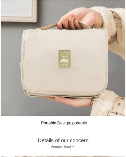High-Quality Travel Makeup Bag - Waterproof Toiletries Organizer, Women's Hook Storage