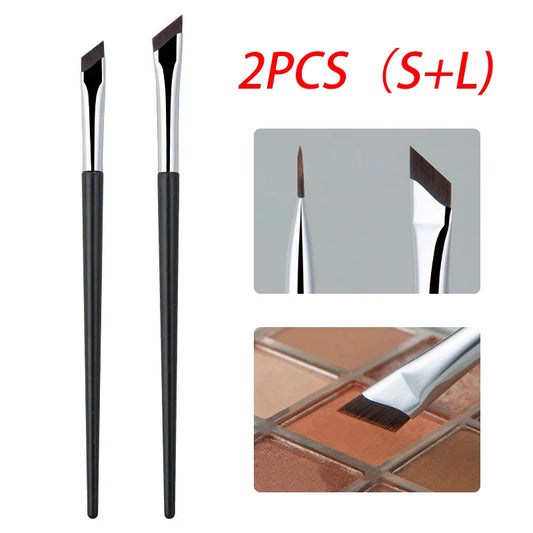 2pcs Angled Blade Eyeliner Brush - Ultra Thin, Fine Eyebrow, Sickle Makeup Tool - Beauty & Beyond