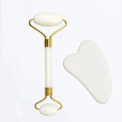 Natural Jade Roller & Gua Sha Set - Stone Massager for Face, Neck, Eye Care, Lifting, Spa Tools