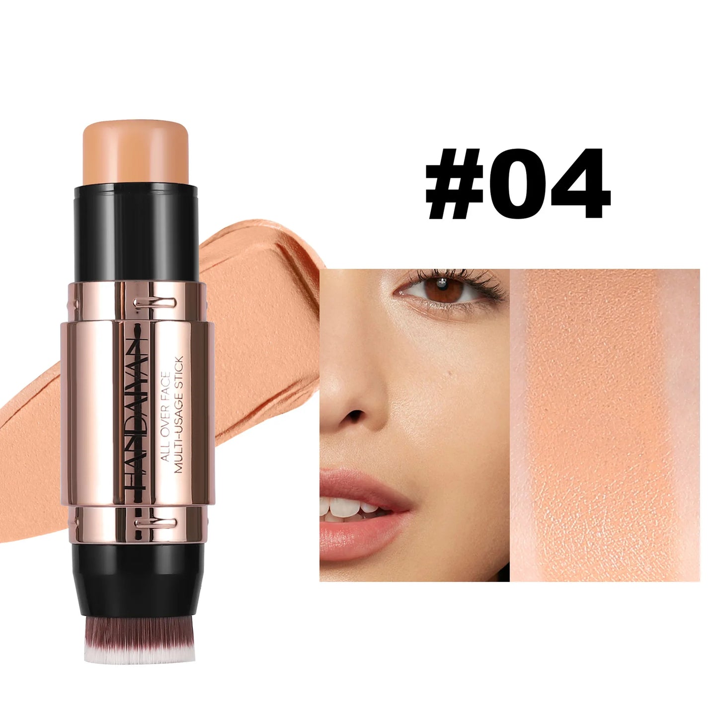 Double-Head Face Bronzer Contour Stick – Light & Dark, Long-Lasting, With Brush