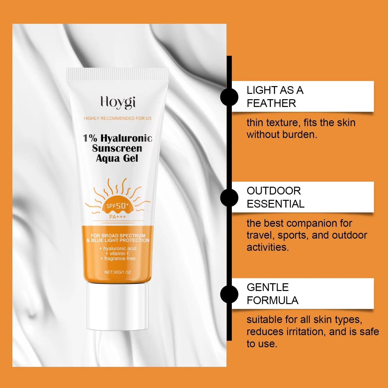 Hyaluronic Acid Sunscreen SPF50+ - Anti-Oxidant, Moisturizing, Waterproof, Sunblock Cream - Beauty & Beyond