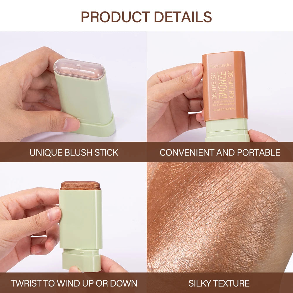 Bronze Blush Stick – Waterproof, Easy Color, 4 Shades, High Pigment, Brightening