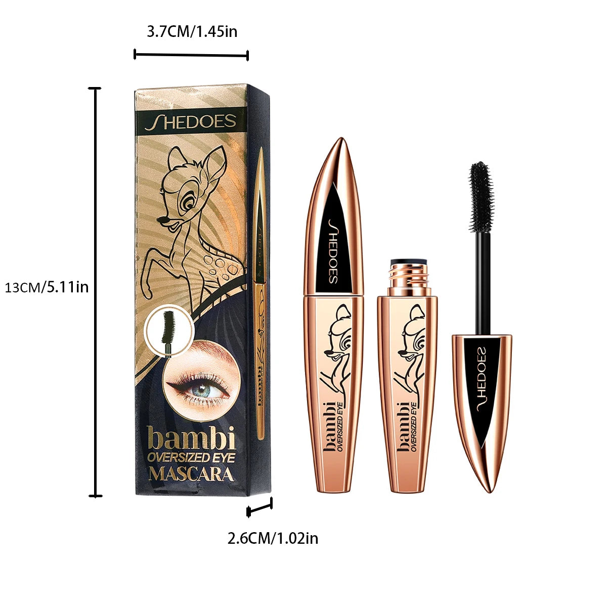5D Silk Fiber Mascara – Thick & Long Black Lashes | Deer Eye Effect, Large Capacity Eye Makeup