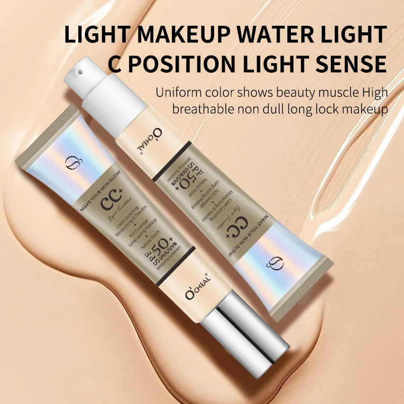 Crema CC Ocheal 30 g - Base de maquillaje, corrector, prebase hidratante e iluminadora resistente al agua FPS 50+