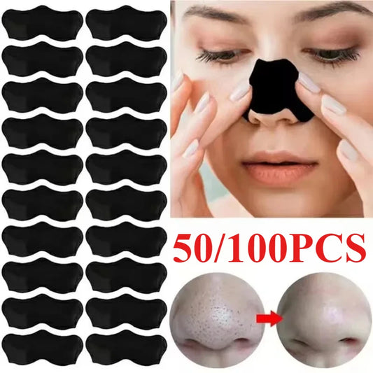 100/50PCS Blackhead Remover Nose Strips – Pore Cleansing, Shrinking, Skincare Mask Patches - Beauty & Beyond