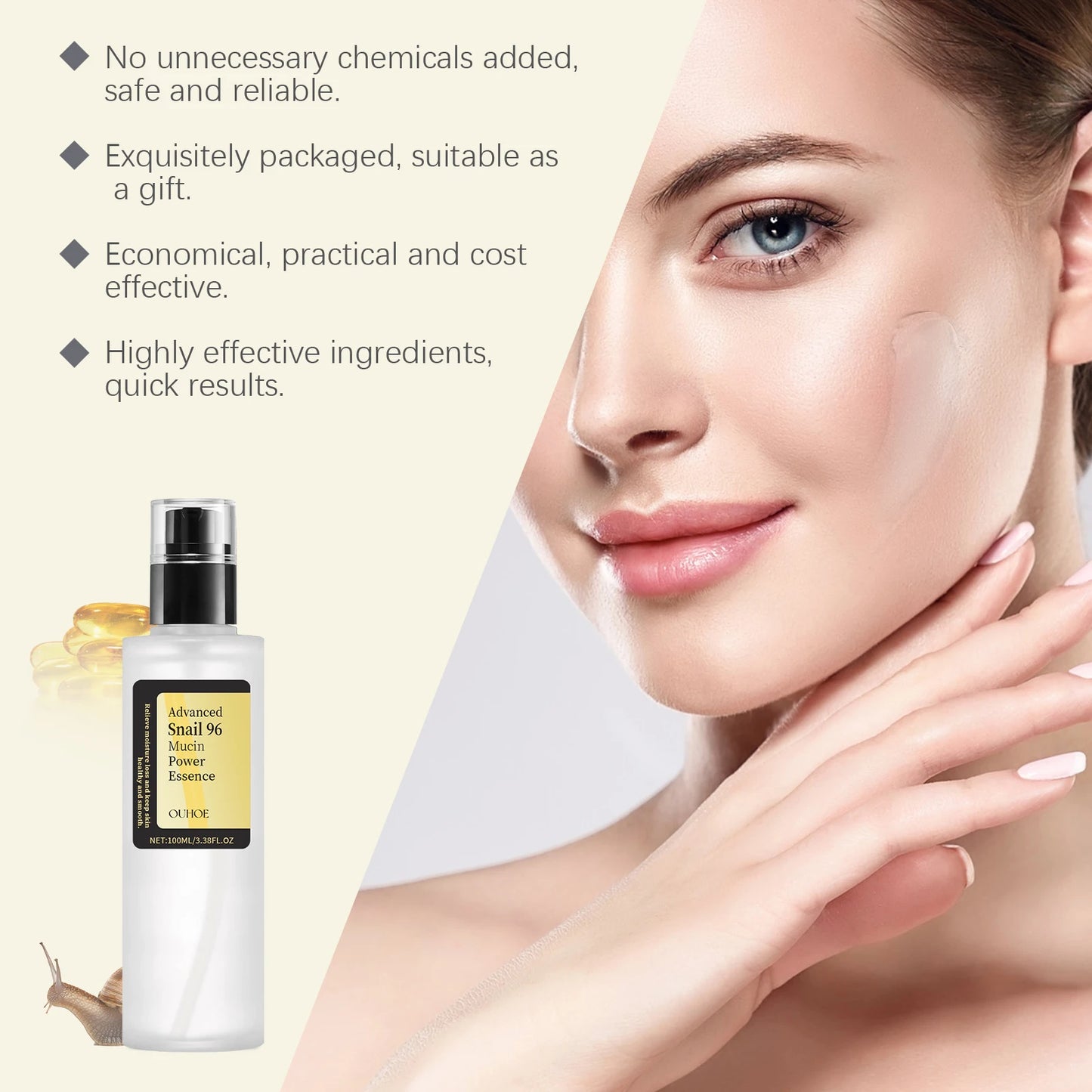 Advanced Snail 96 Mucin Power Essence – Moisturizing, Lifting & Brightening | Fades Fine Lines & Firms Skin