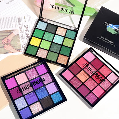 16-Color Eyeshadow Palette – Koi, Mermaid & Enchanted Forest Shades | Pearlescent, Matte & Shimmer Finishes
