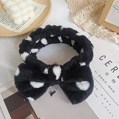 Spa Headband Bow - Soft Coral Fleece for Makeup, Shower, Face Washing, Hair Accessory