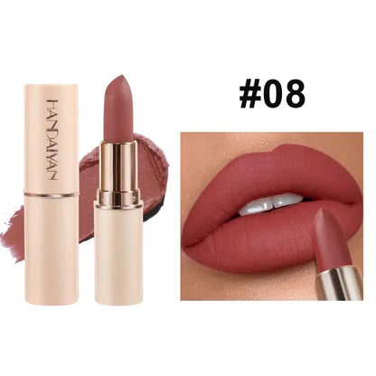 Deep Red Matte Lipstick – 8 Colors, Waterproof, Non-Stick Cup, Velvet Finish for Easy Application - Beauty & Beyond