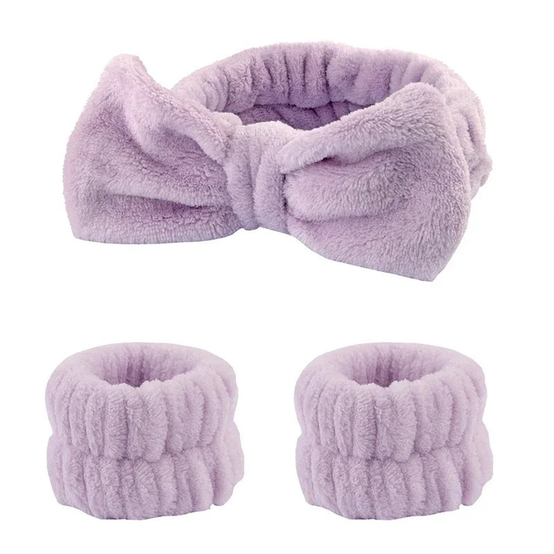 1/2/3PCS Face Wash Wristbands & Headband - Hair Care & Makeup Headband for Women