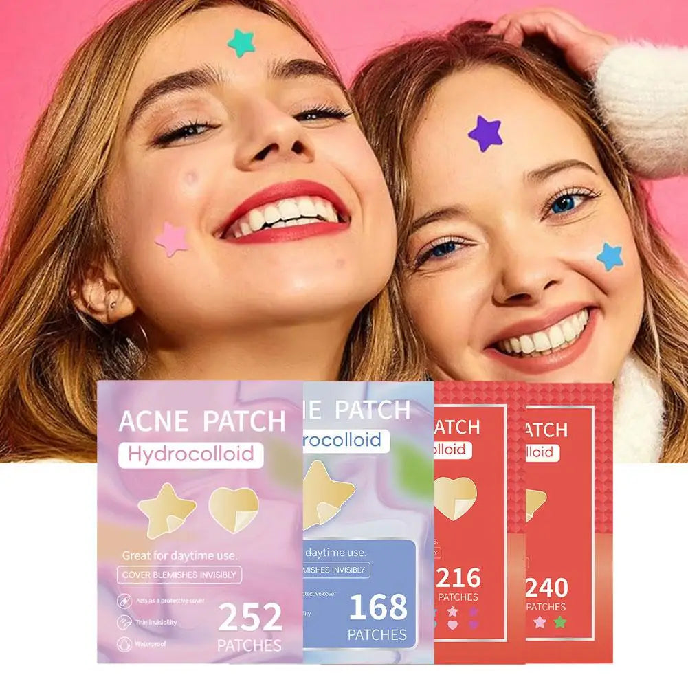 Colorful Star Pimple Patches – Invisible Acne Removal & Concealer | Skin Care Stickers & Beauty Makeup Tools