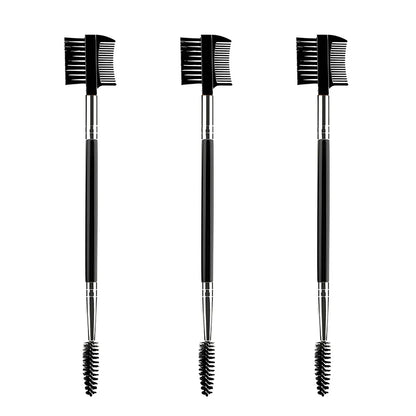 Double-Ended Wood Handle Eyebrow & Eyelash Brush – 2-in-1 Professional Makeup Tool