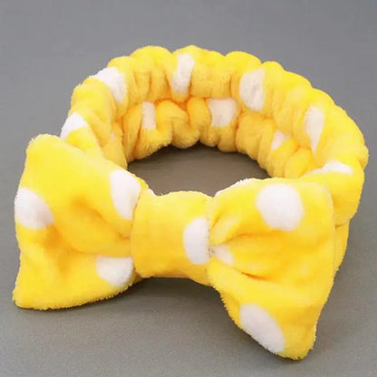 Spa Headband Bow - Soft Coral Fleece for Makeup, Shower, Face Washing, Hair Accessory