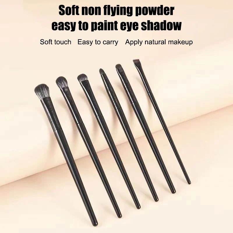 6pcs Black Eye Makeup Brushes Set - Contouring, Eyeshadow, Eyeliner, Blending, Beauty Tool - Beauty & Beyond