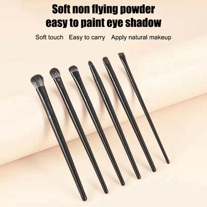 6pcs Black Eye Makeup Brushes Set - Contouring, Eyeshadow, Eyeliner, Blending, Beauty Tool - Beauty & Beyond