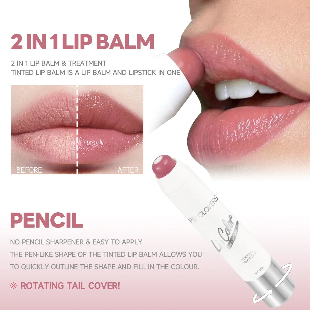 2-in-1 Nude Lipstick – Matte Red Lip Balm, Moisturizing, Waterproof, Long-Lasting, Non-Stick Cup, 6 Colors - Beauty & Beyond