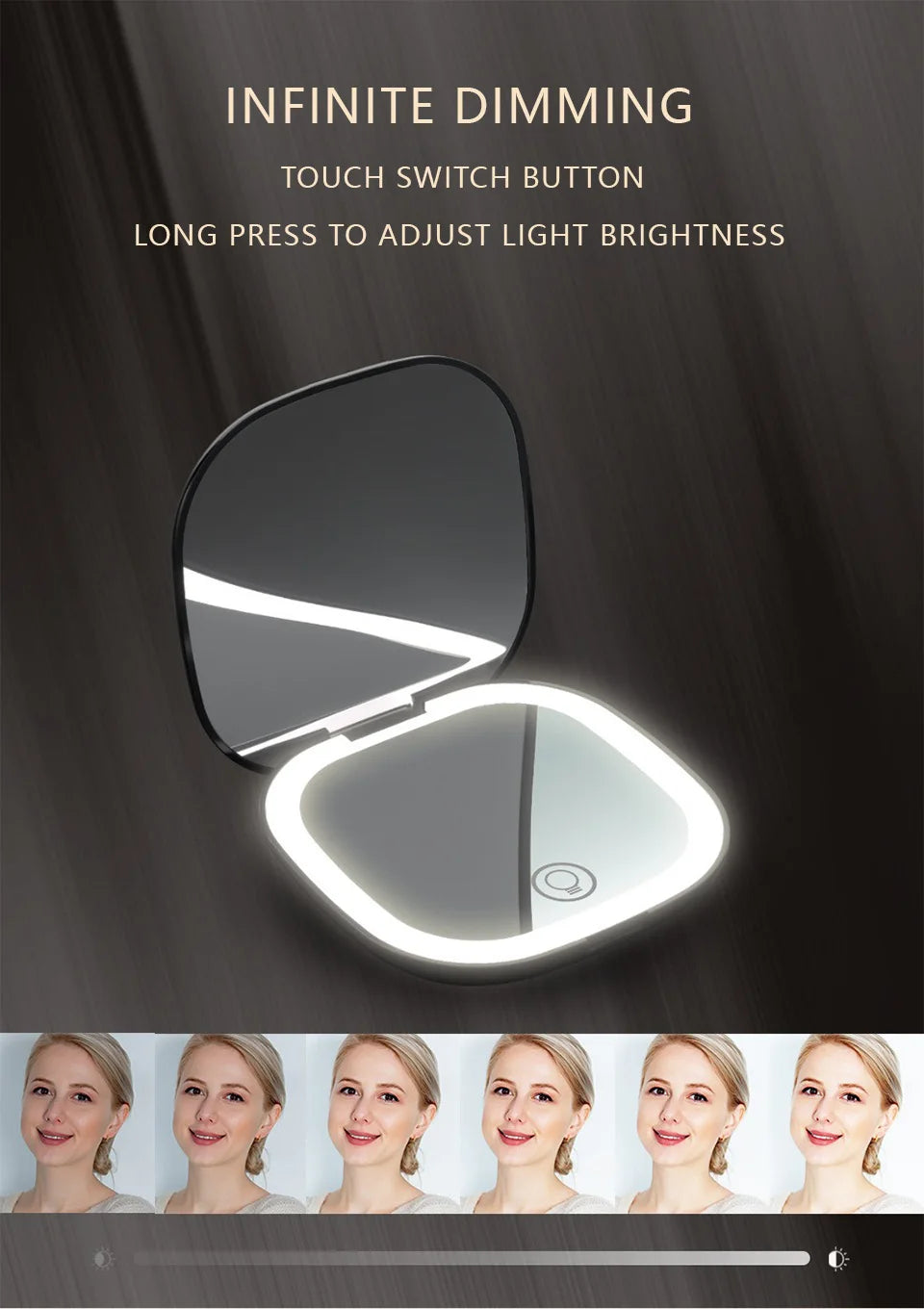 Mini Foldable LED Makeup Mirror - 5x/10x Magnification, Rechargeable, Compact - Beauty & Beyond