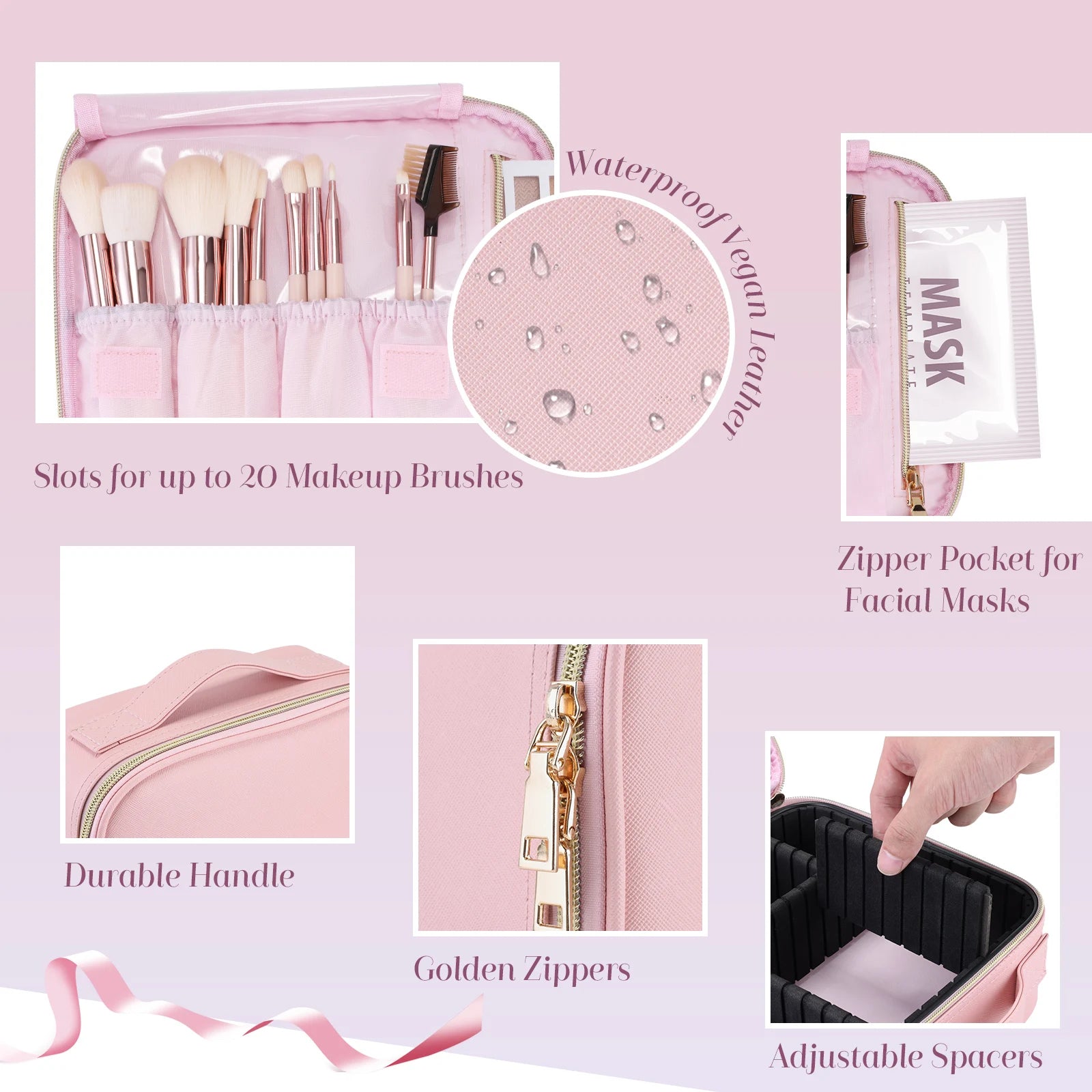 Makeup Bag - Professional Cosmetic Brush Case, Portable, Waterproof Travel Organizer - Beauty & Beyond