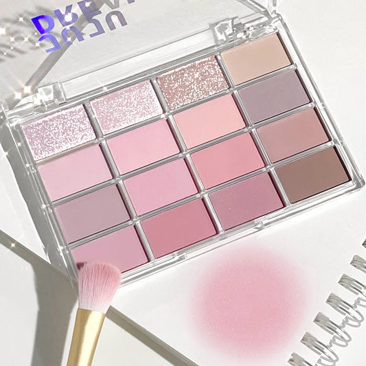 16-Color Eyeshadow Palette – Pearlescent & Matte Shades | Silky Earth Tones for Daily Brightening Makeup