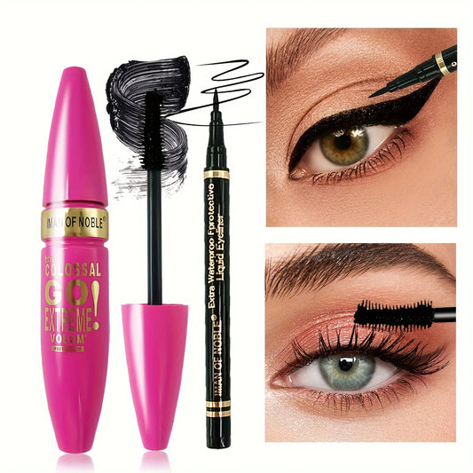 Mascara & Eyeliner Combo - Black, Slim Line, Smooth Definition, Long Lasting, Waterproof, 2pcs Set - Beauty & Beyond