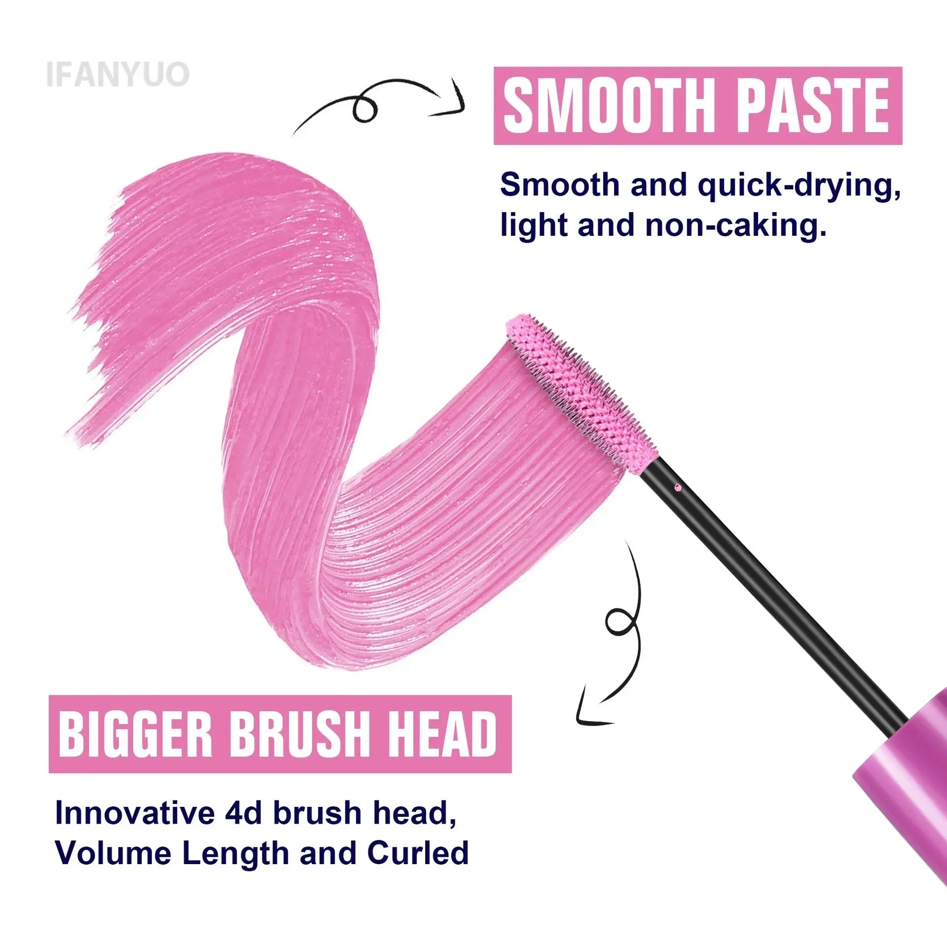 5D Colorful Silk Mascara - Blue, Red, Black, Waterproof, Non-Caking, Thickening, Lengthening - Beauty & Beyond