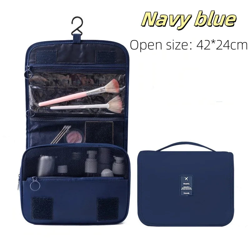 High-Quality Travel Makeup Bag - Waterproof Toiletries Organizer, Women's Hook Storage
