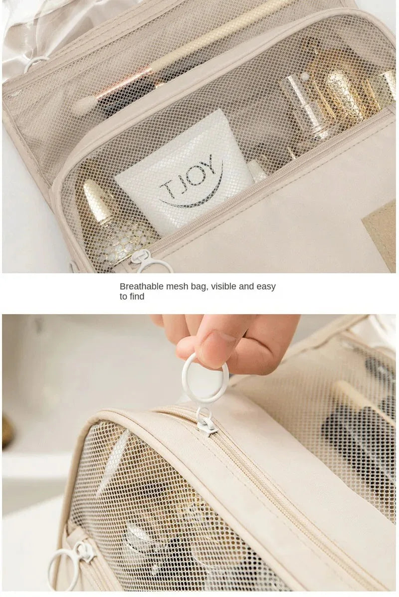 High-Quality Travel Makeup Bag - Waterproof Toiletries Organizer, Women's Hook Storage