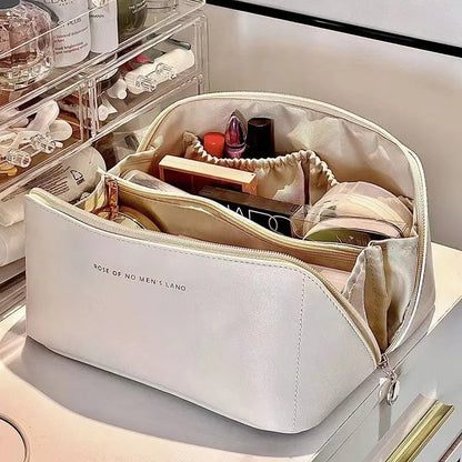 PU Makeup Bag - Large Capacity, Portable Handheld, Multi-Functional Storage