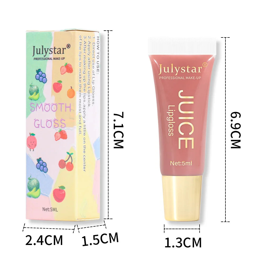 Glitter Plumping Lip Gloss Jelly Strawberry Moisturizer Fruit Lip Oil Transparent Fullness Lip Tint Gel Soft Tube Makeup LipCare - Beauty & Beyond