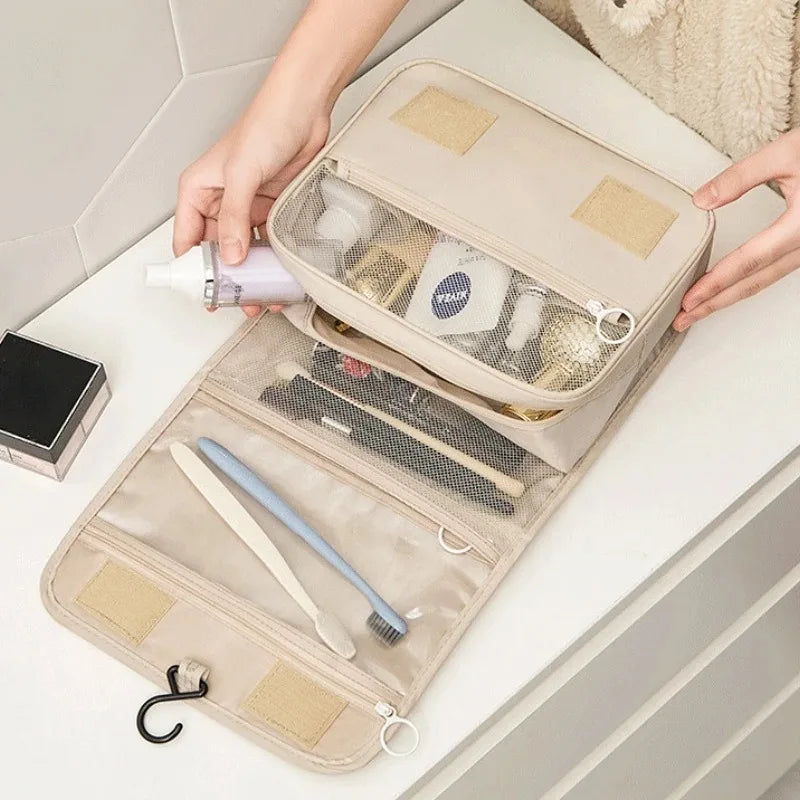 High-Quality Travel Makeup Bag - Waterproof Toiletries Organizer, Women's Hook Storage