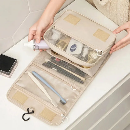 High-Quality Travel Makeup Bag - Waterproof Toiletries Organizer, Women's Hook Storage