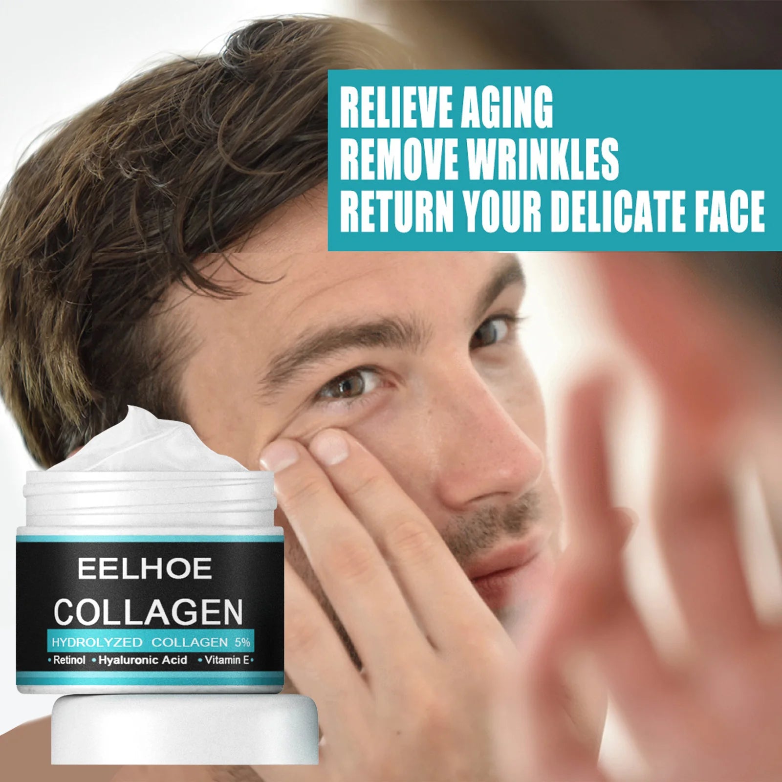 Men's Collagen Face Cream - Anti-Wrinkle, Firming, Moisturizing, Hyaluronic Acid, Whitening Care - Beauty & Beyond