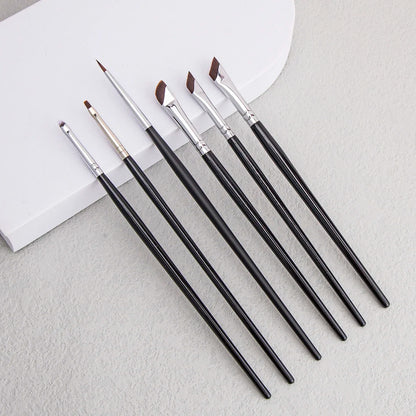 6PCS Eyeliner Brush Set – Thin Gel, Flat Top & Concealer Detail Brushes for Eye Makeup