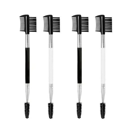 Double-Ended Wood Handle Eyebrow & Eyelash Brush 2 IN 1, Professional Makeup Tool