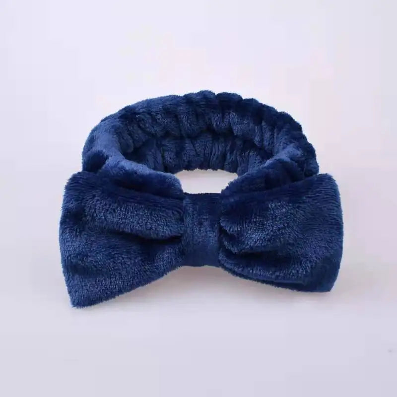 Spa Headband Bow - Soft Coral Fleece for Makeup, Shower, Face Washing, Hair Accessory