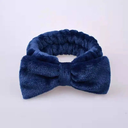Spa Headband Bow - Soft Coral Fleece for Makeup, Shower, Face Washing, Hair Accessory