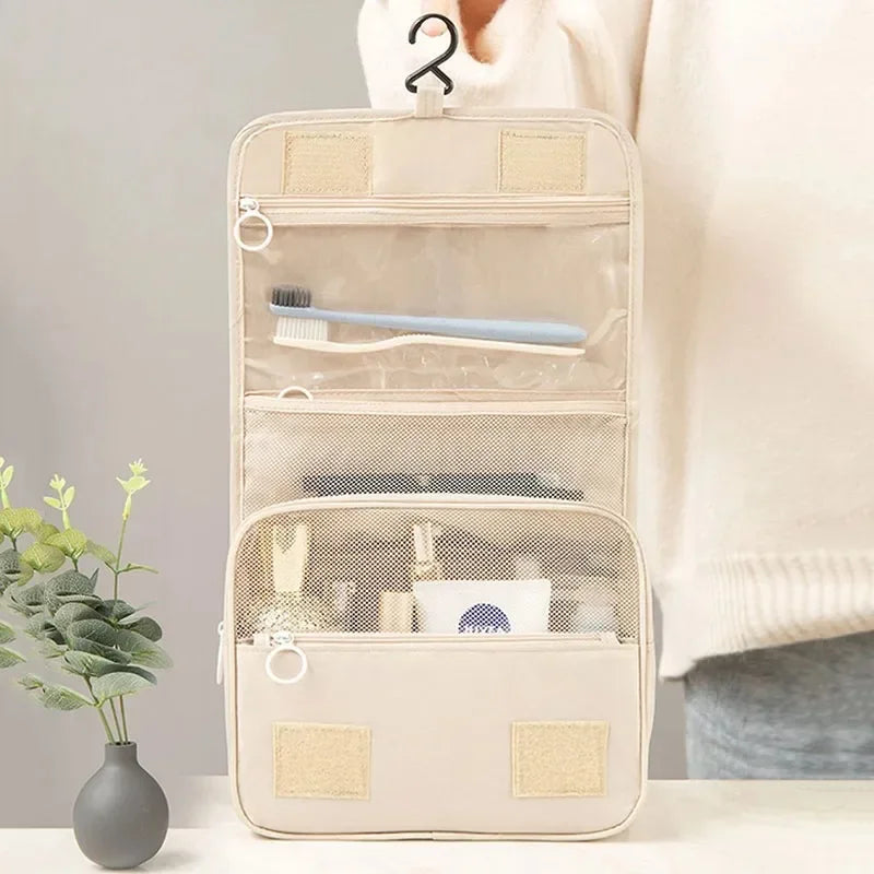 High-Quality Travel Makeup Bag - Waterproof Toiletries Organizer, Women's Hook Storage