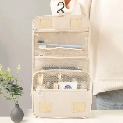 High-Quality Travel Makeup Bag - Waterproof Toiletries Organizer, Women's Hook Storage