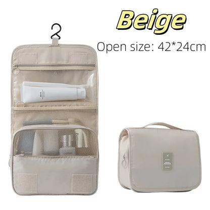 High-Quality Travel Makeup Bag - Waterproof Toiletries Organizer, Women's Hook Storage