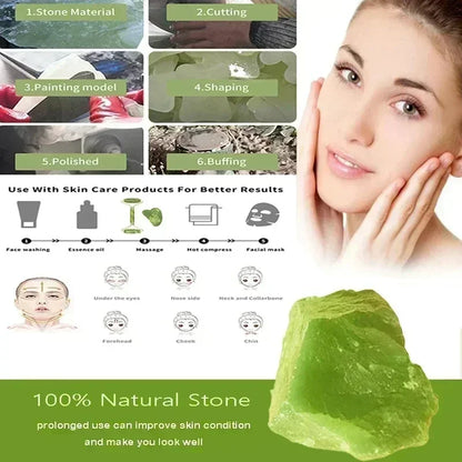 Natural Jade Roller & Gua Sha Set - Stone Massager for Face, Neck, Eye Care, Lifting, Spa Tools