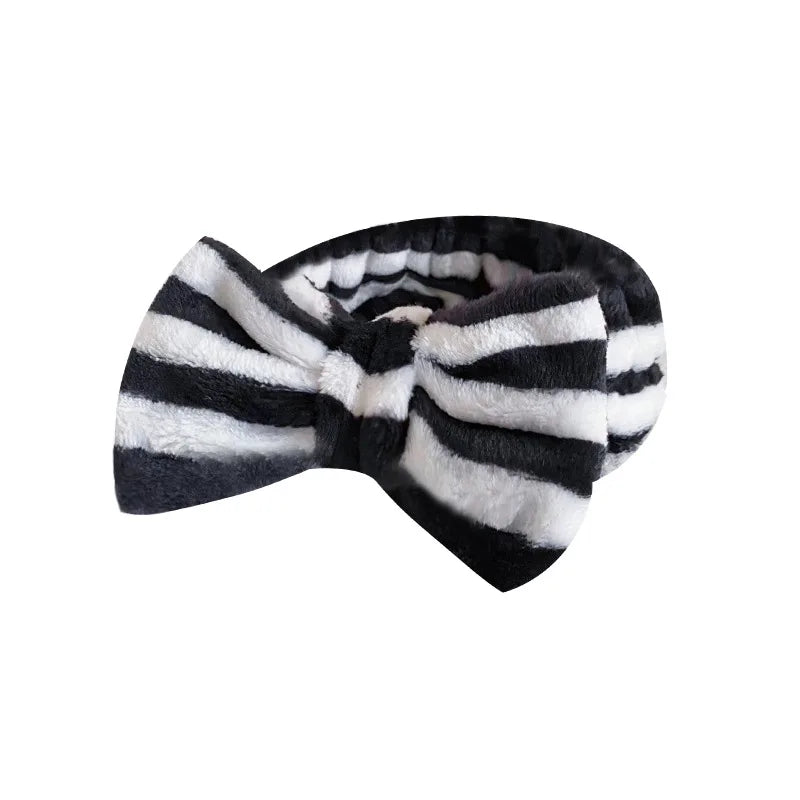 Spa Headband Bow - Soft Coral Fleece for Makeup, Shower, Face Washing, Hair Accessory