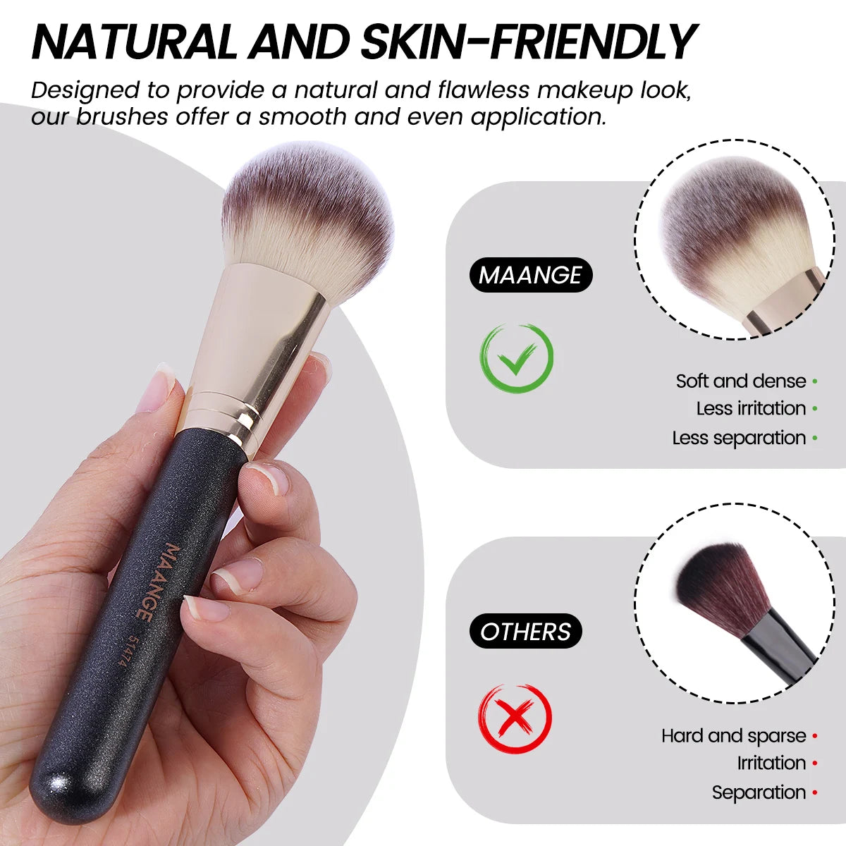 MAANGE 7pcs Makeup Brushes Set - Foundation, Powder, Concealer, Blush, Blending, Soft Bristles - Beauty & Beyond