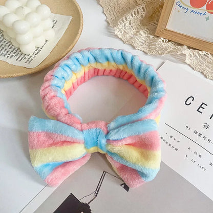 Spa Headband Bow - Soft Coral Fleece for Makeup, Shower, Face Washing, Hair Accessory
