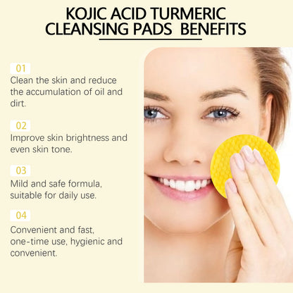 Turmeric & Kojic Acid Cleansing Pads – Pore Cleanser & Makeup Remover | Oil Control & Brightening Facial Sponge